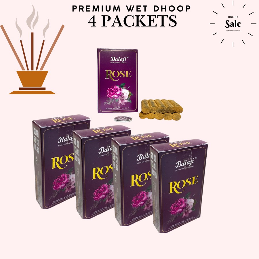 Rose Wet Dhoop Bala ji Brand Pack of 4