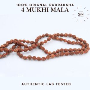 4 Mukhi Rudraksha mala Premium Pathri 108 Bead Lab Tested