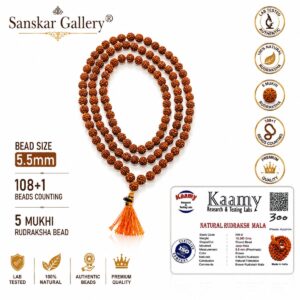 5 Mukhi Rudraksha Mala Indonasian Lab tested 5.5mm