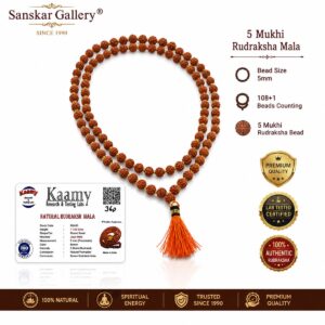 5 Mukhi Rudraksha Mala Indonasian Lab tested 5mm