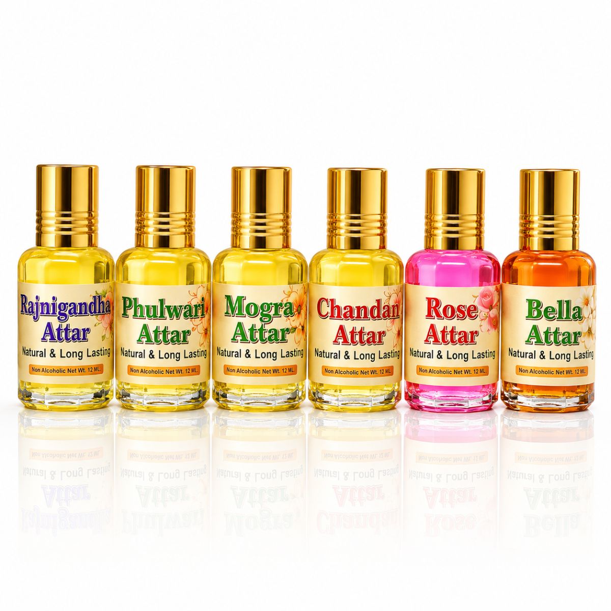Pooja Attars Shivika Brand 12ml 6 Fragrances Non Alcohol