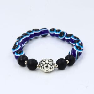 Evil Eye Bracelet With Lion Face Bead Nazar Suraksha