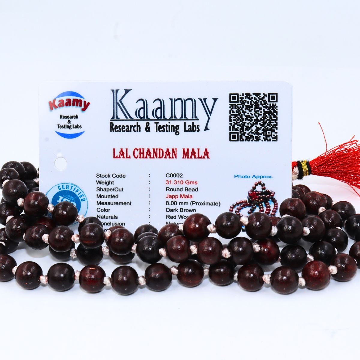 Laal Chandan Mala Pure Red 8MM Size Lab tested - Image 3