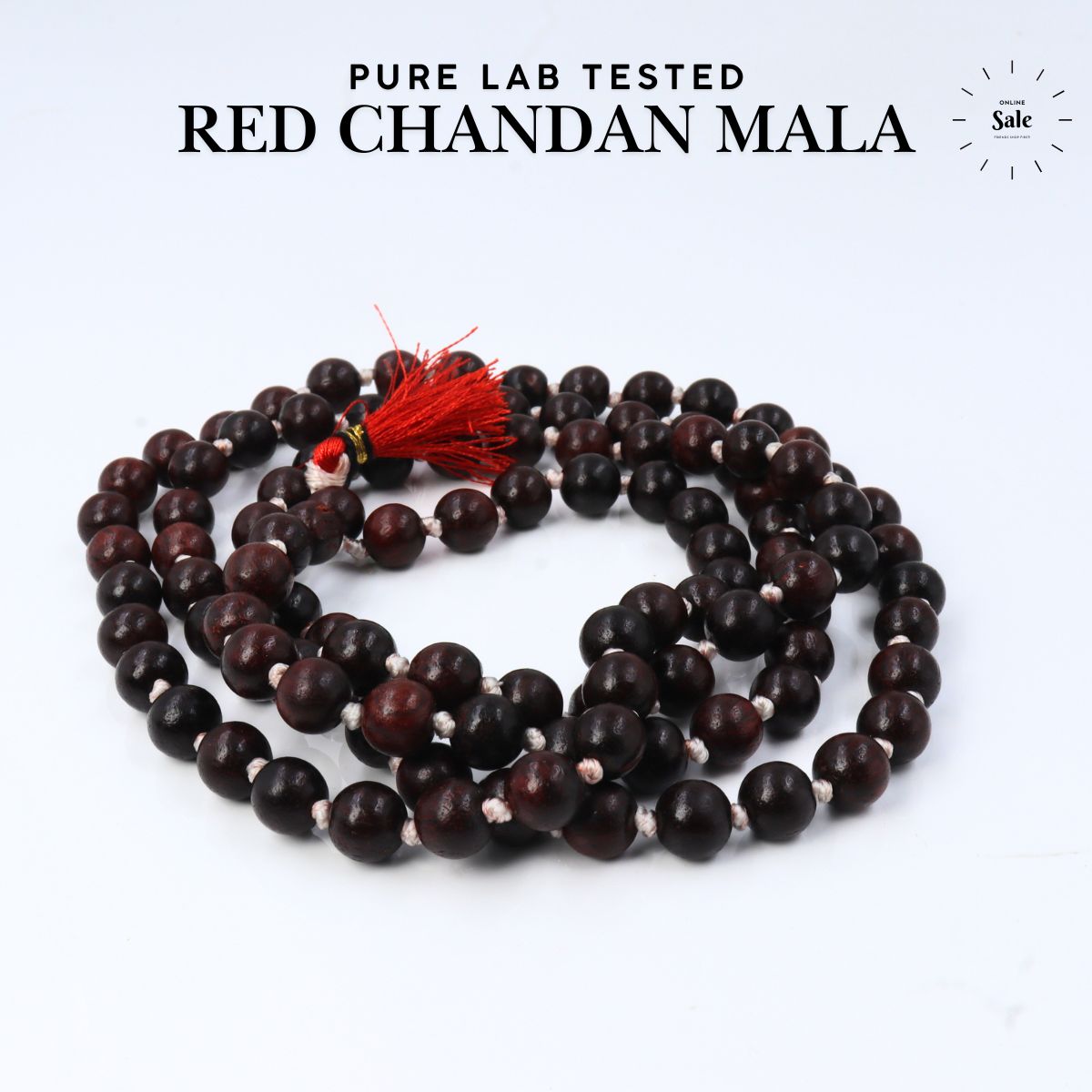 Laal Chandan Mala Pure Red 8MM Size Lab tested