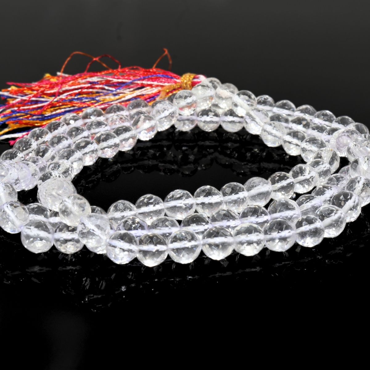 Orignal Crystal Sphatic Mala 6.5mm Diamond Cut Certified - Image 2