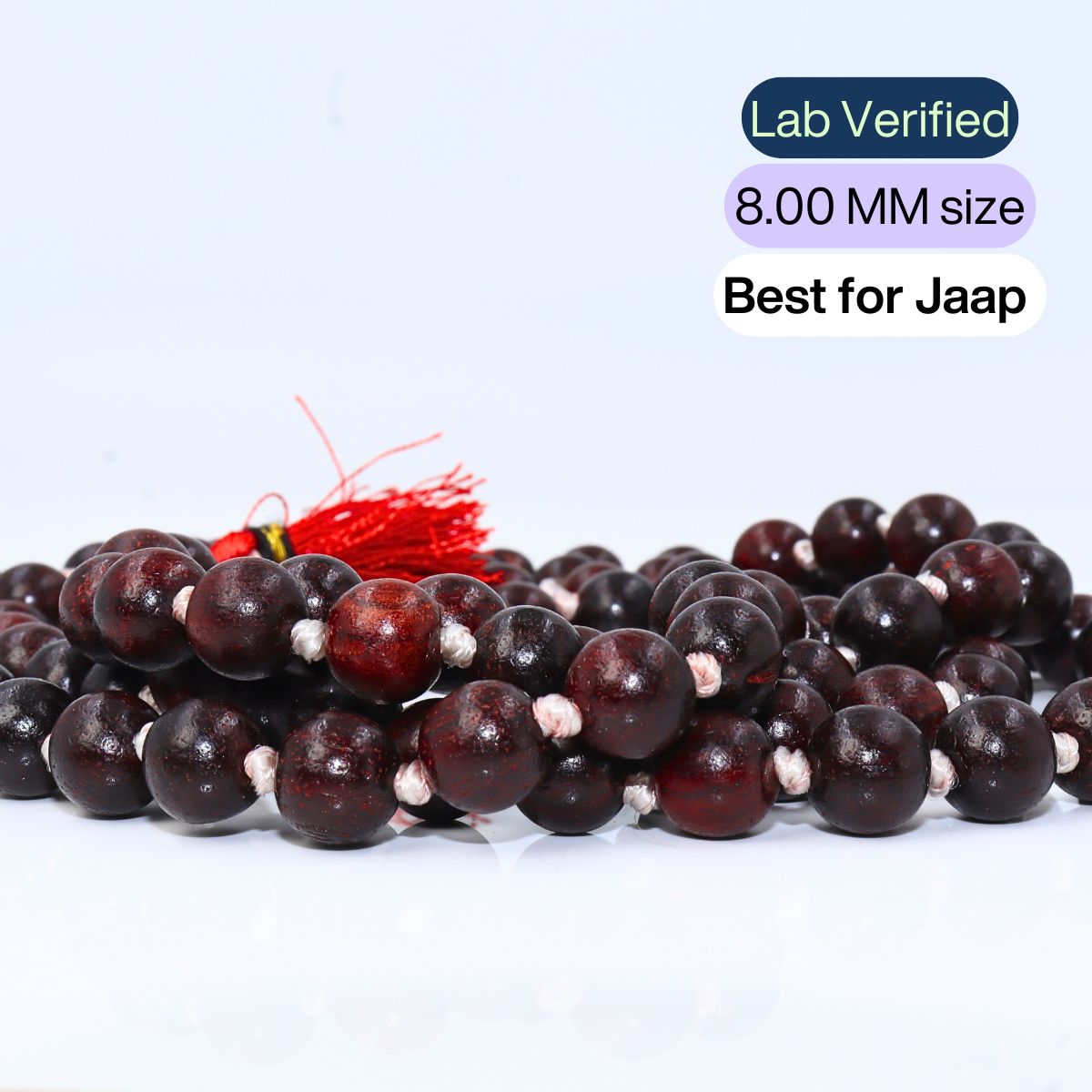 Laal Chandan Mala Pure Red 8MM Size Lab tested - Image 2