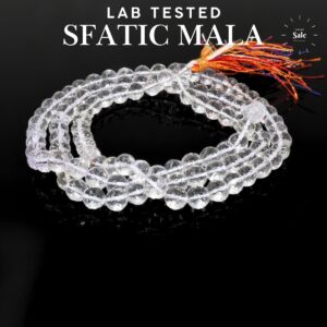 Orignal Crystal Sphatic Mala 7.5mm Diamond Cut Certified