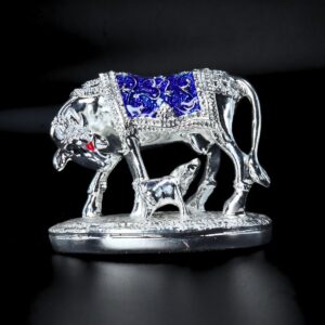 Cow Matelic Rasin Murti Premium Blue Silver Small Size Washable
