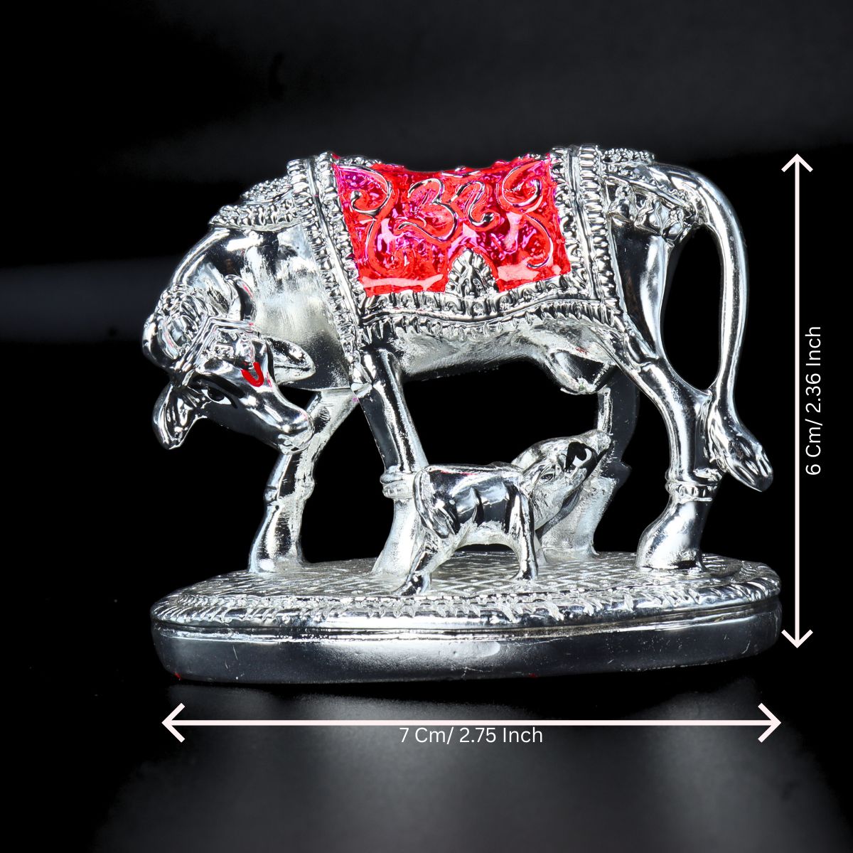 Cow Matelic Rasin Murti Premium Pink Silver Small Size Washable - Image 2