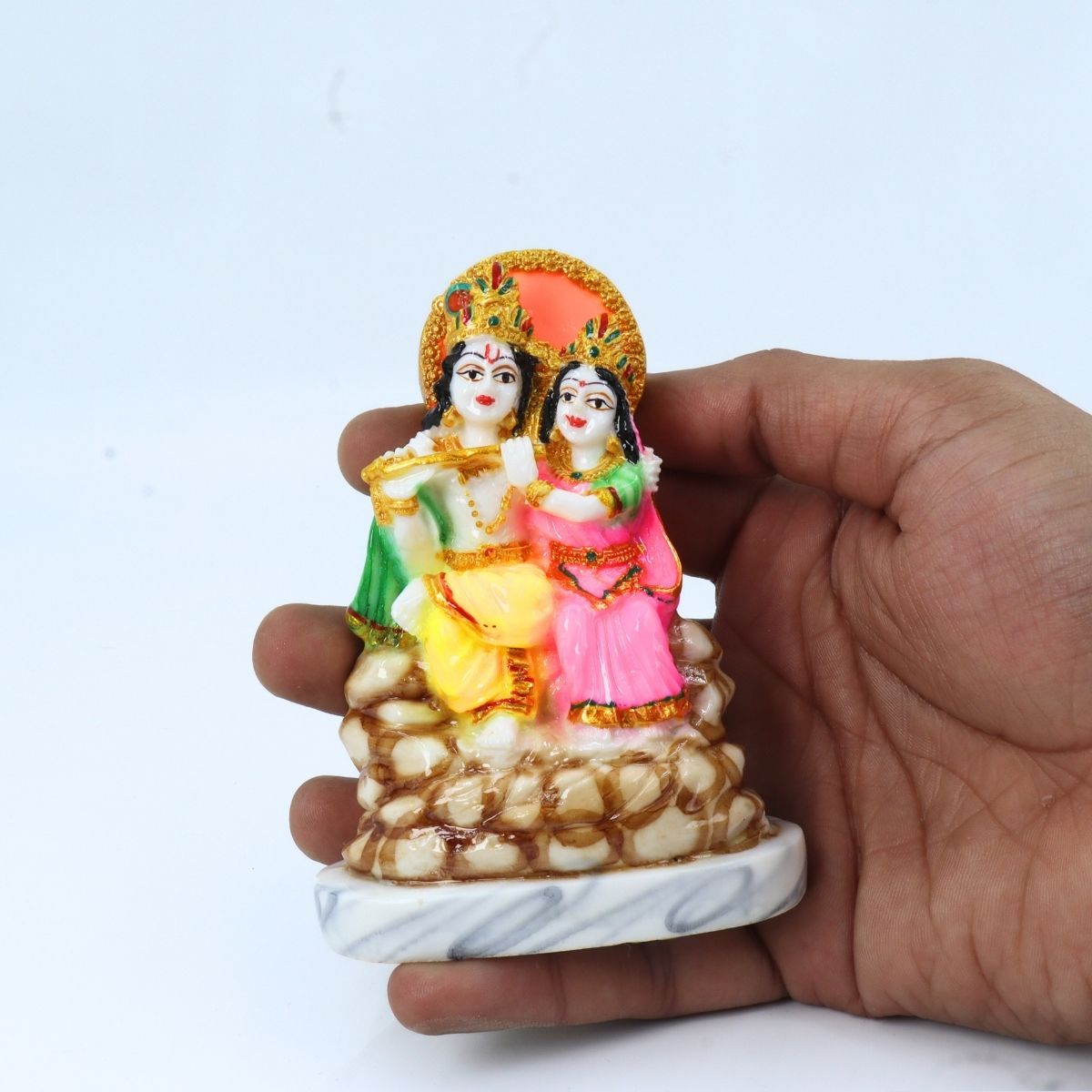 Radha Krishna Marble Dust Small Murti 4 inch - Image 2