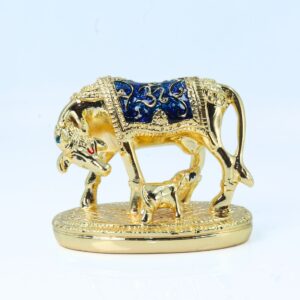 Cow Matelic Rasin Murti Premium Blue Gold Small Size Washable