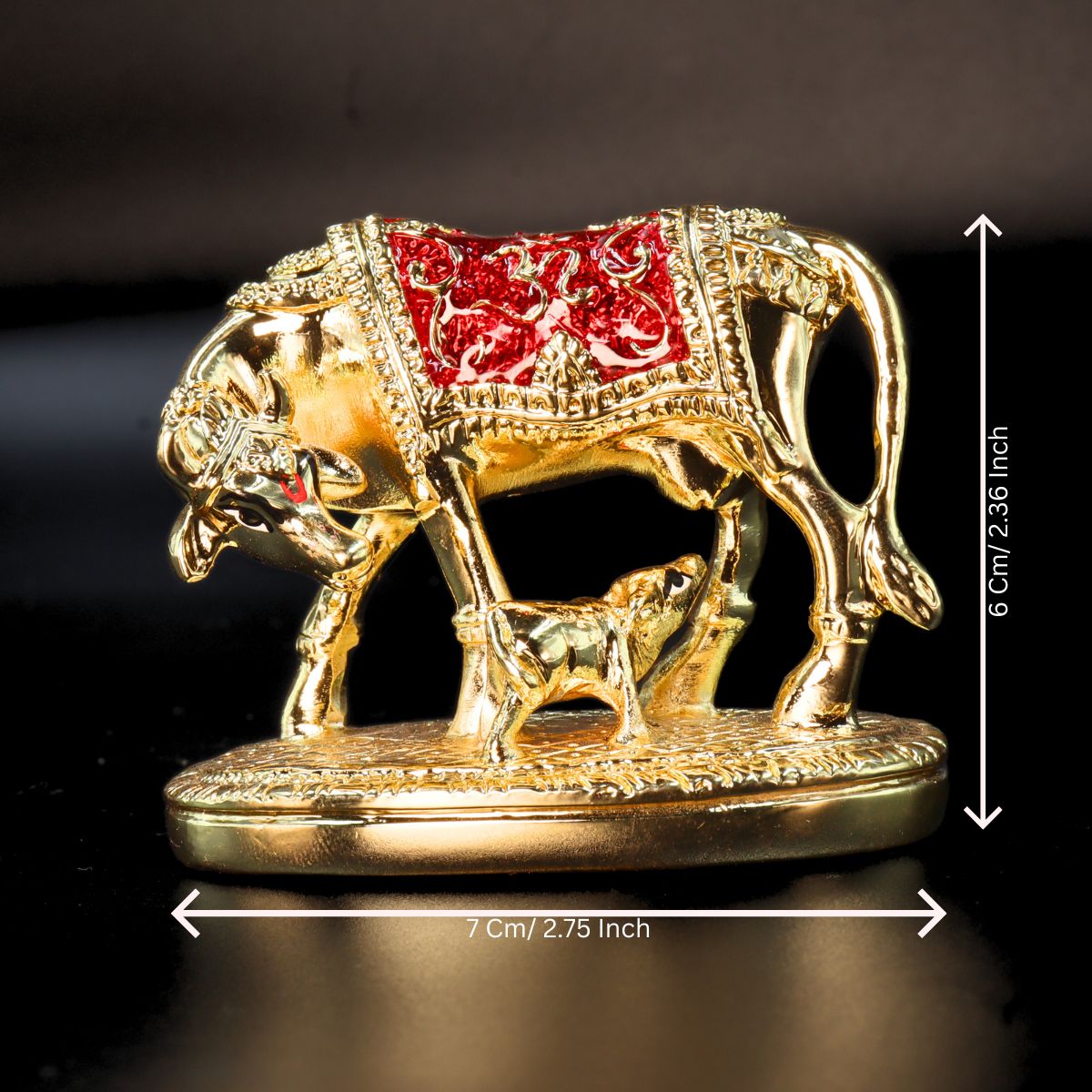 Cow Matelic Rasin Murti Premium Red Gold Small Size Washable - Image 2