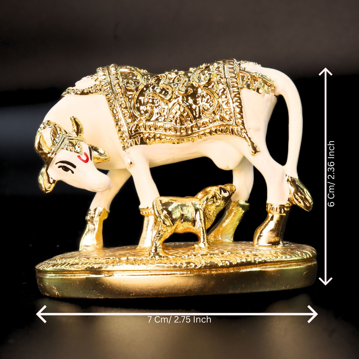 Cow Matelic Rasin Murti Premium White Gold Small Size Washable - Image 2