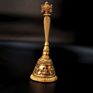 Ghanti Hand Bell Brass Med Size 15cm Premium Export Quality