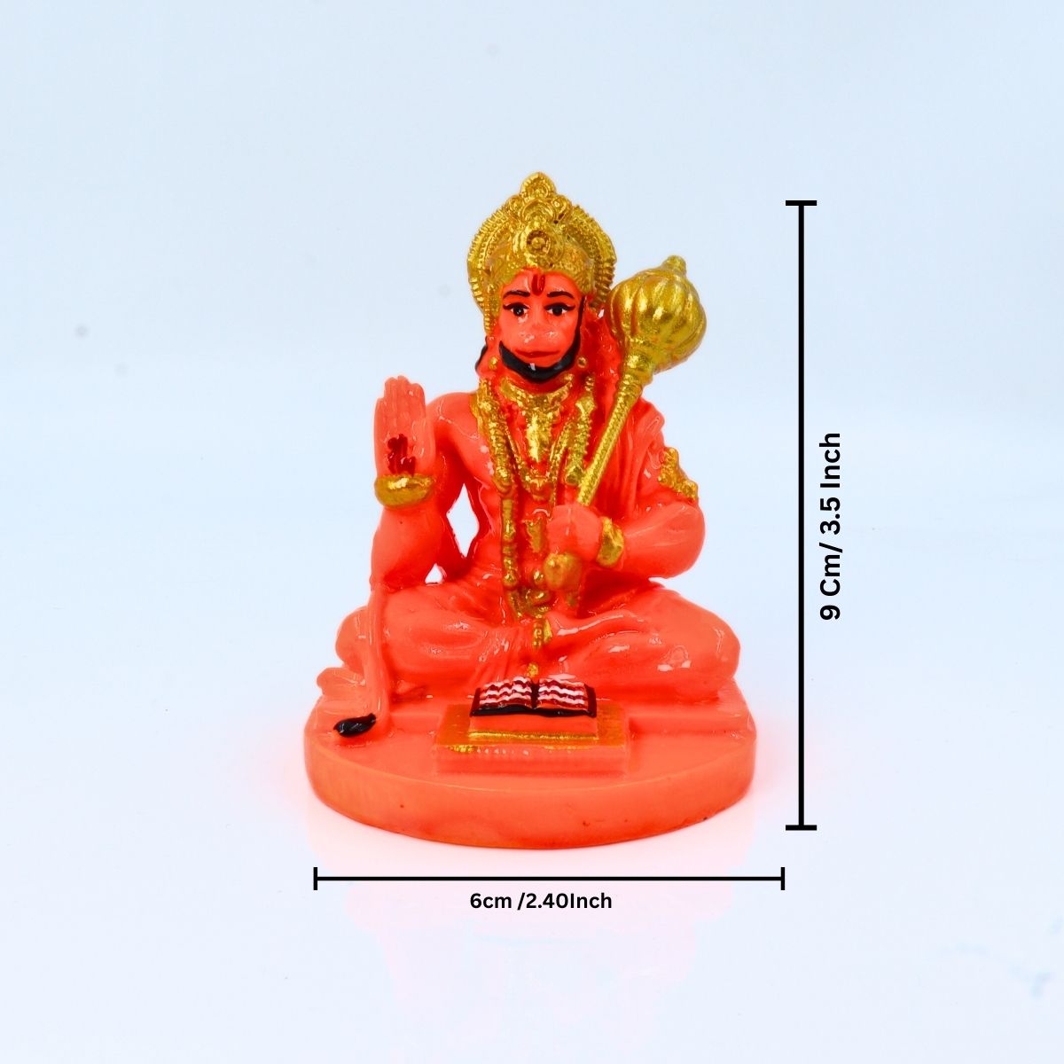 Hanuman Orange Sitting Marble Dust Reading Premium Murti - Image 4