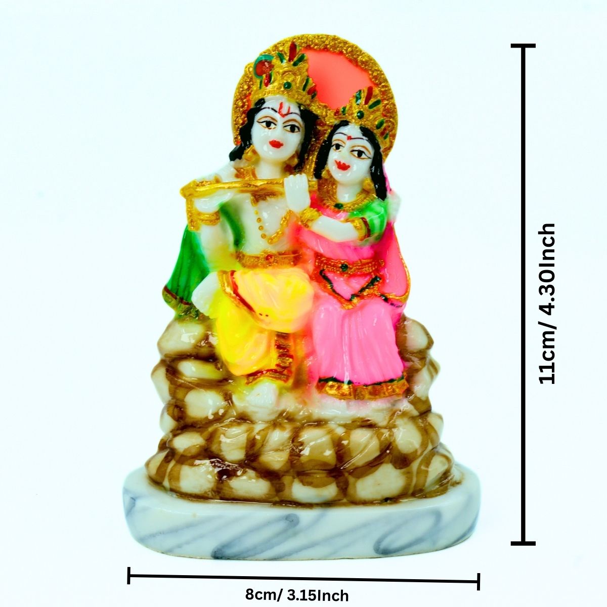 Radha Krishna Marble Dust Small Murti 4 inch - Image 3