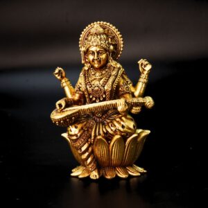 Saraswati Brass Murti Small Size 8 cm Premium Export Quality