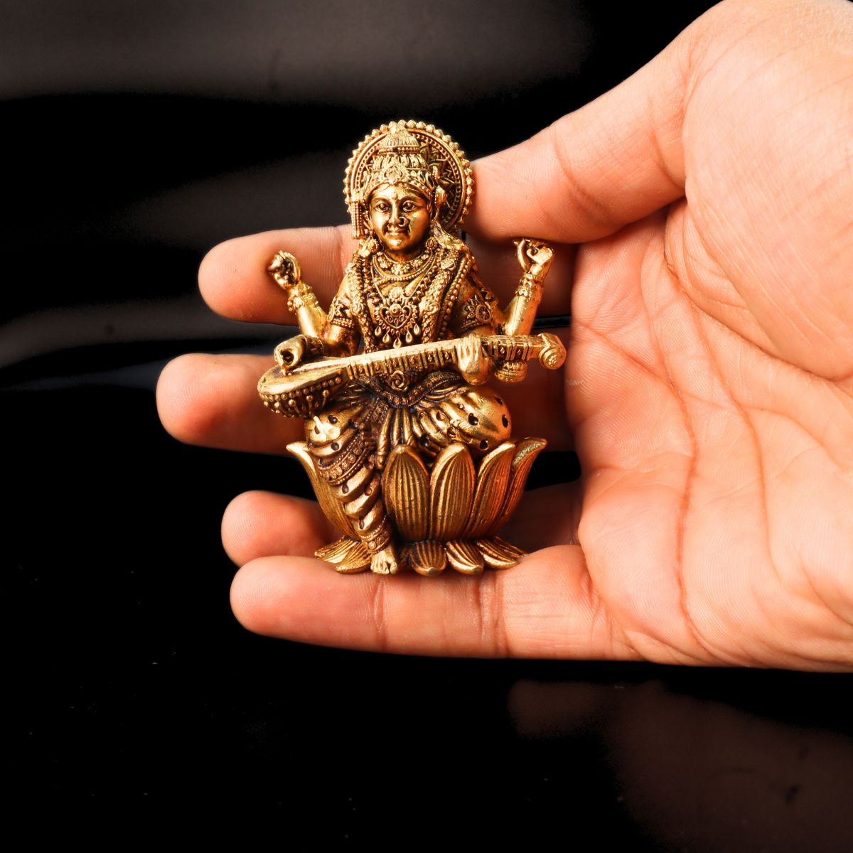 Saraswati Brass Premium Export Quality Murti 3 Inch - Image 3