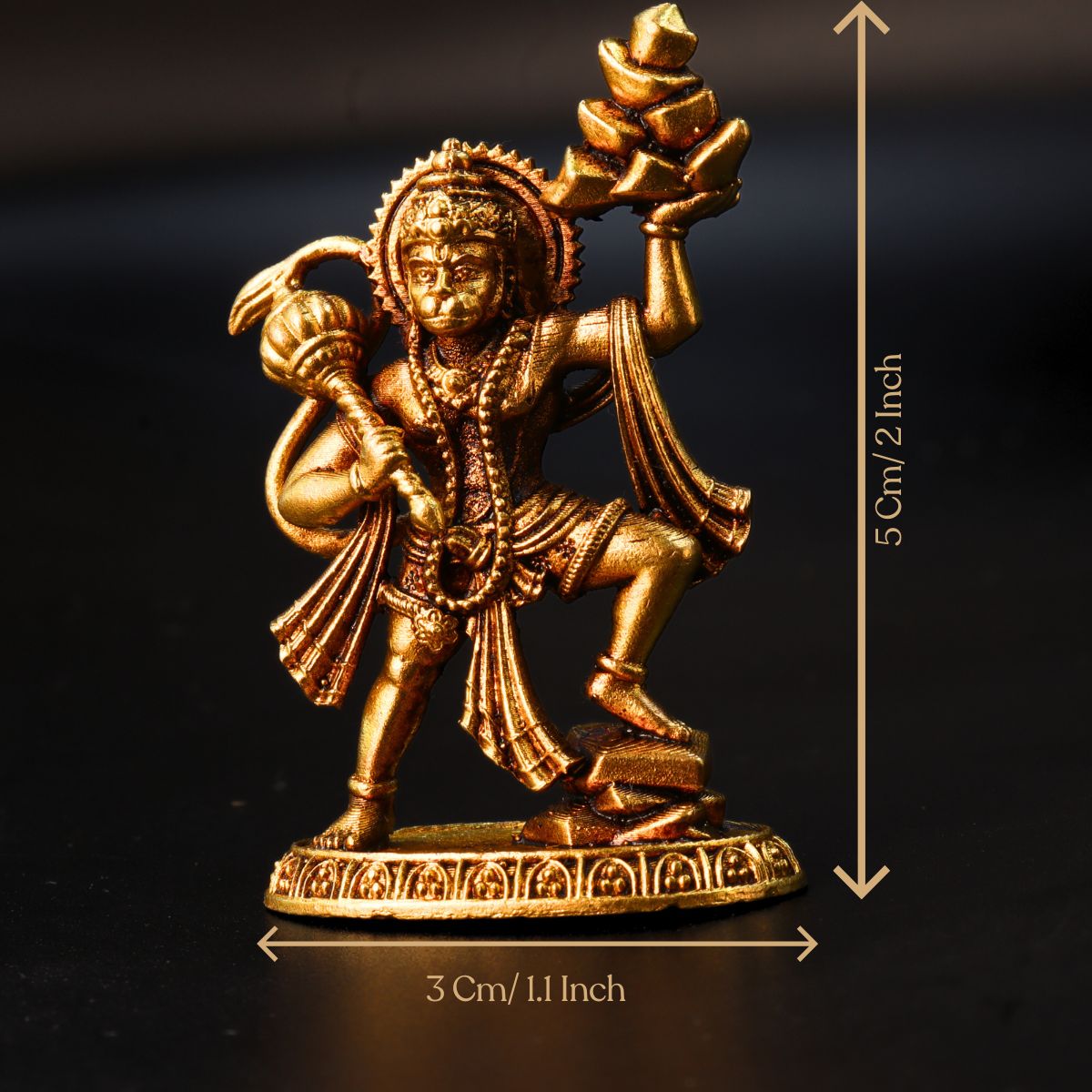 Pahaad Hanuman Brass Murti Small Size 2 Inch - Image 3