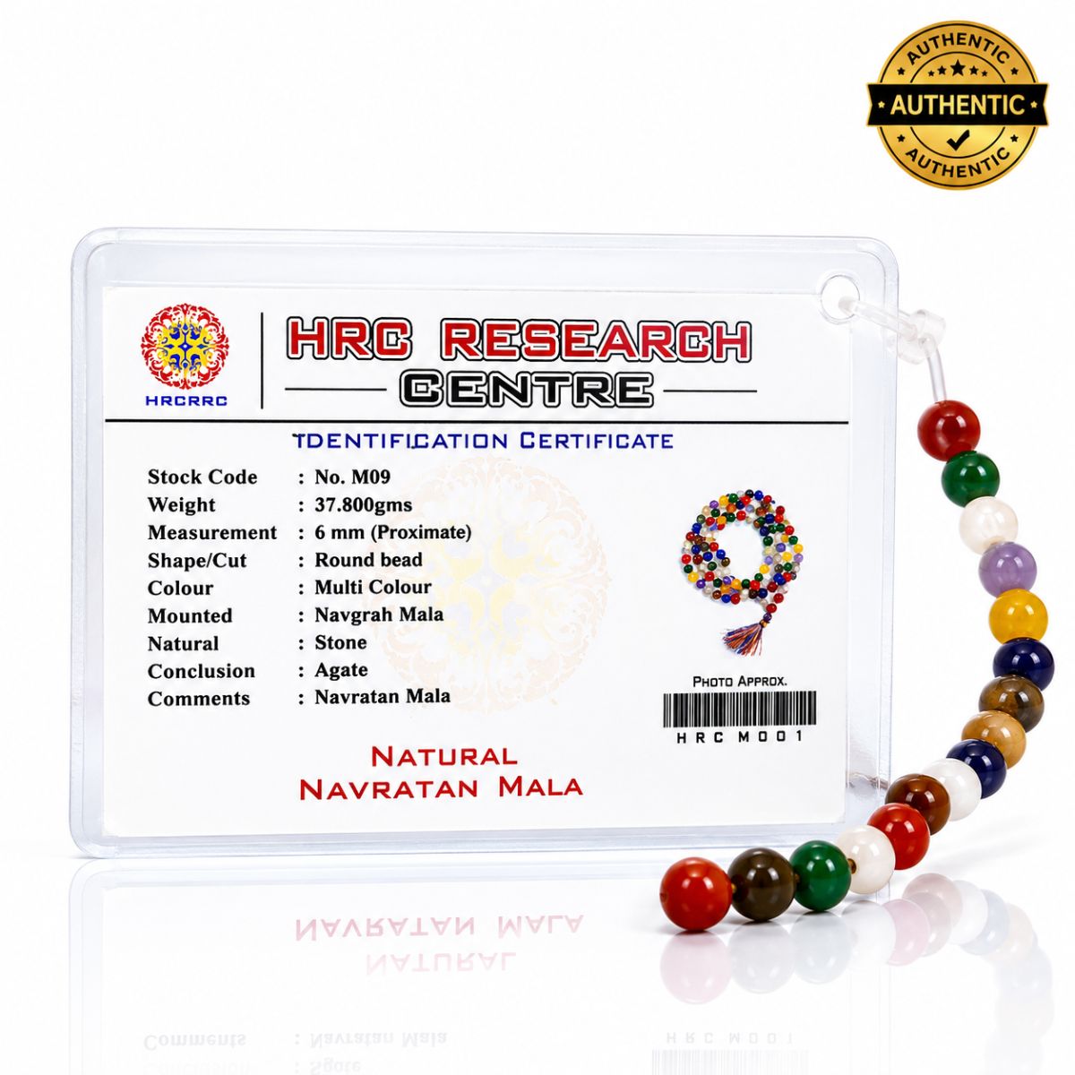 Navratan Orignal 9 Hakik mala Premium 108+1 Beads 6 mm - Image 2