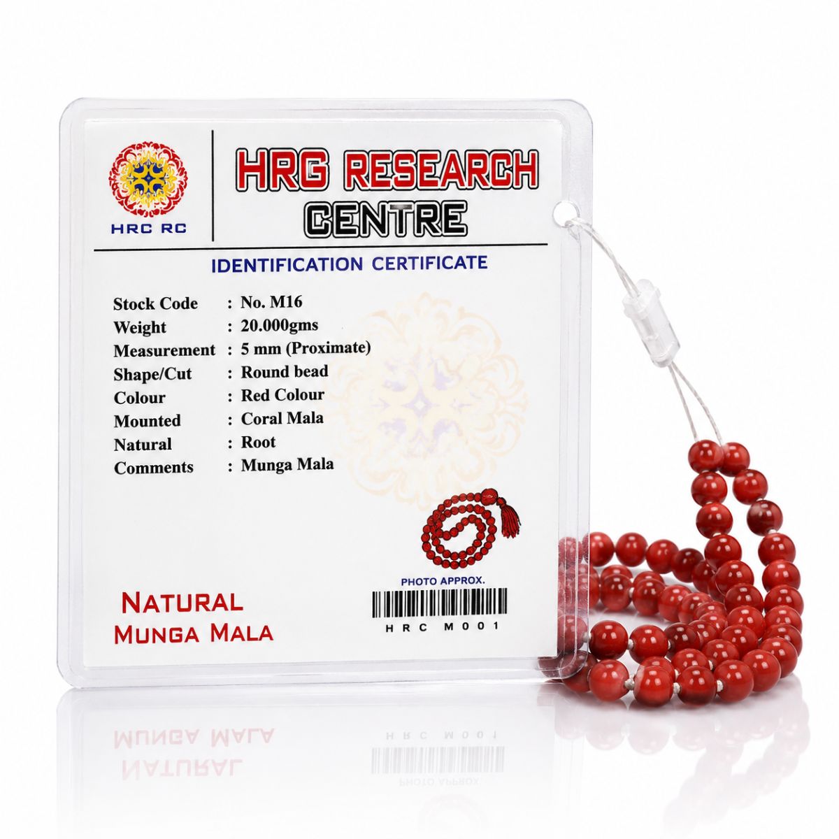 Red Coral Orignal Lab Certified 108+1 Bead Mala 5mm - Image 2