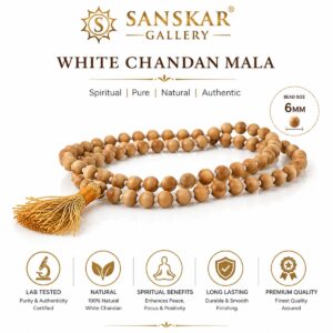 Pure White Chandan mala Lab Tested 6mm size