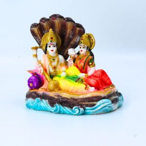 Laxmi Narayan Premium Marble Dust Statue 4 Inch Washable