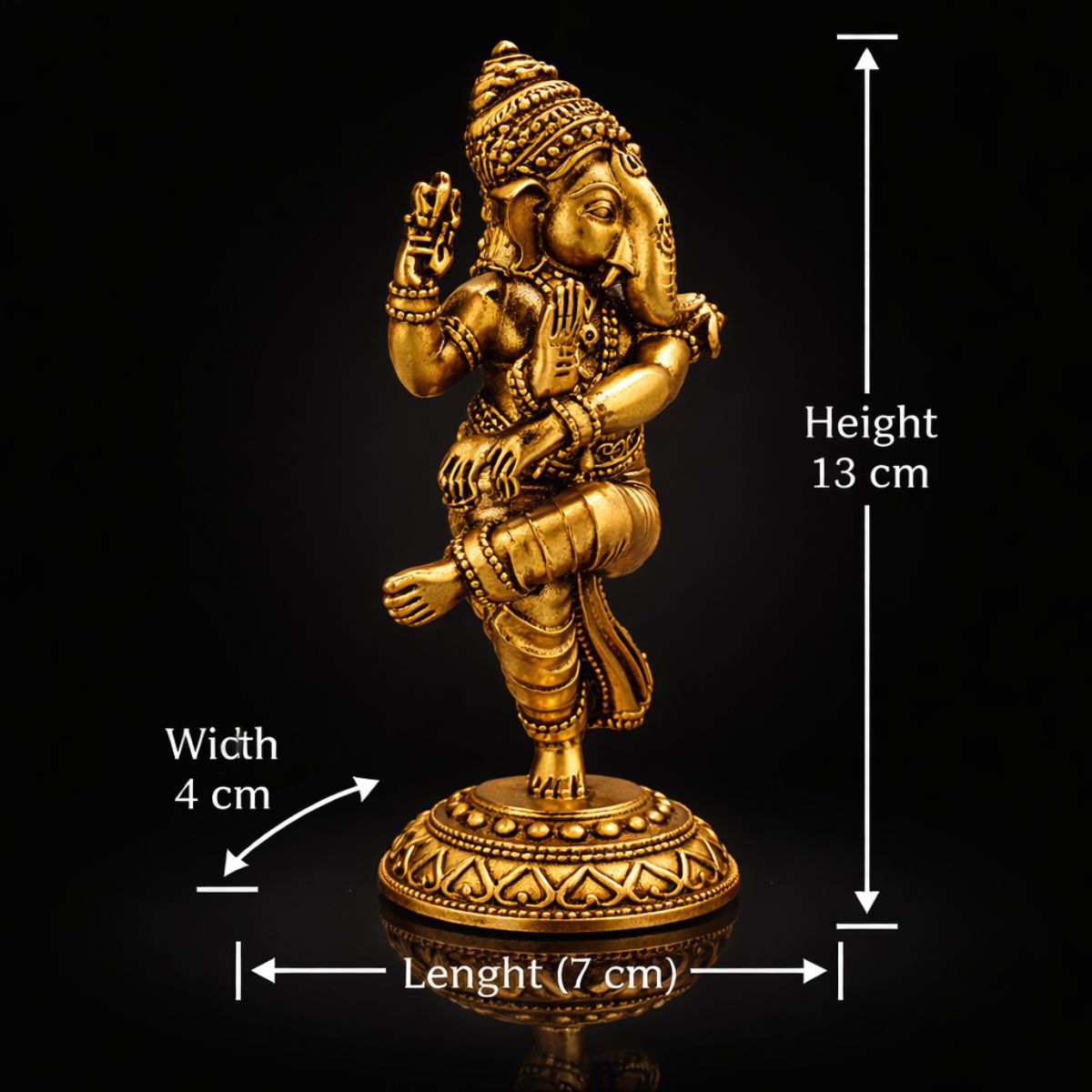 Dancing Ganesha Brass Export Quality 5 inch - Image 2