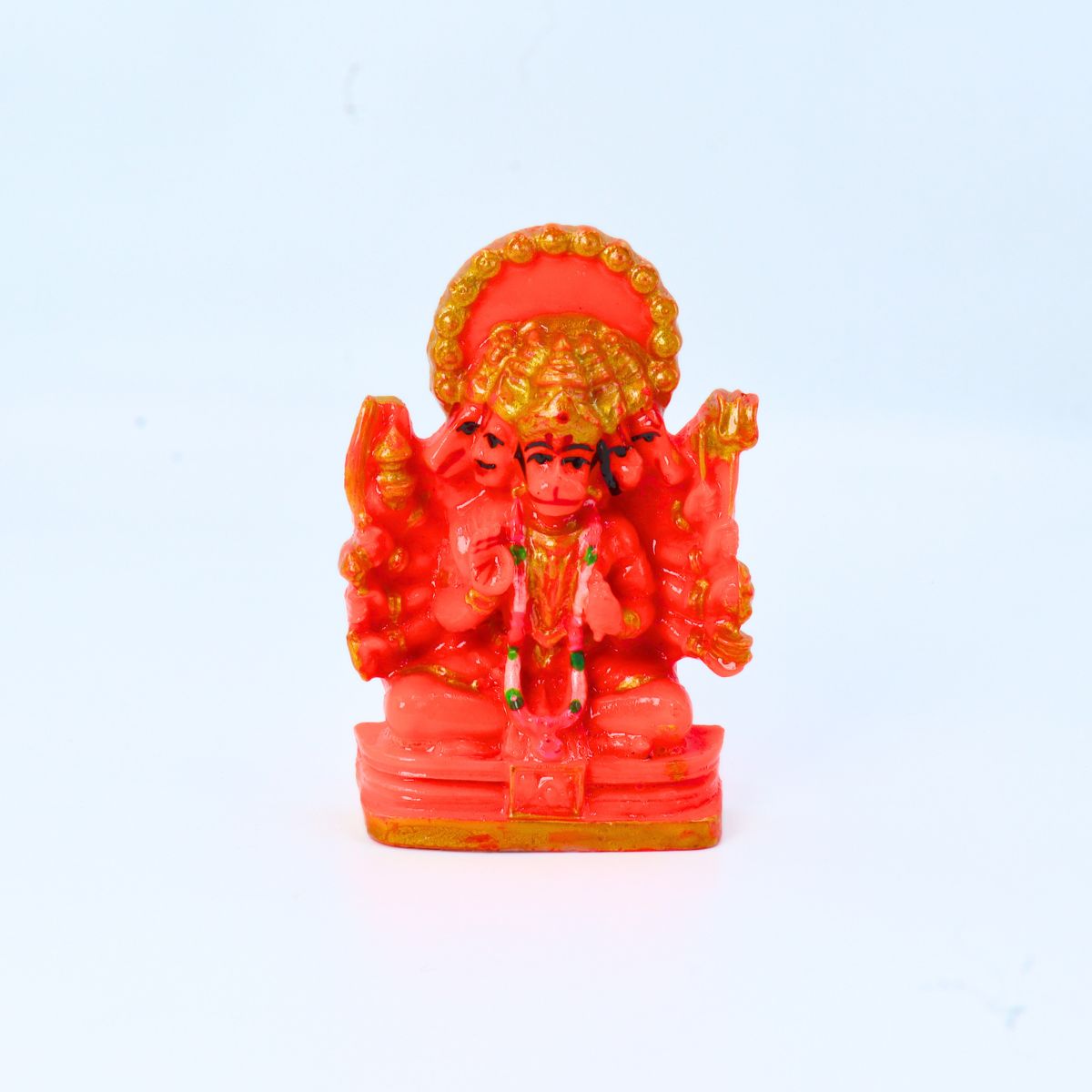 Panchmukhi Hanuman Marble Dust Idol Orange Washable 4 Inch
