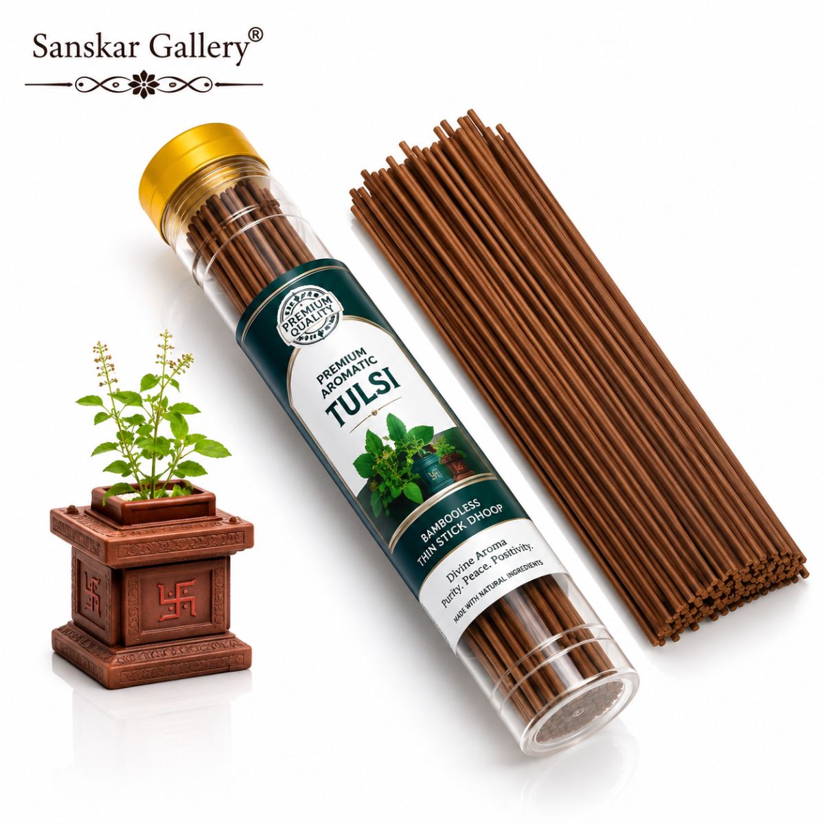 Tulsi Premium Bambooless Stick Dhoop Jar By Shree Siddhi