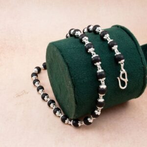 Orignal Karungali Mala in Silver Finishing Matel Certified