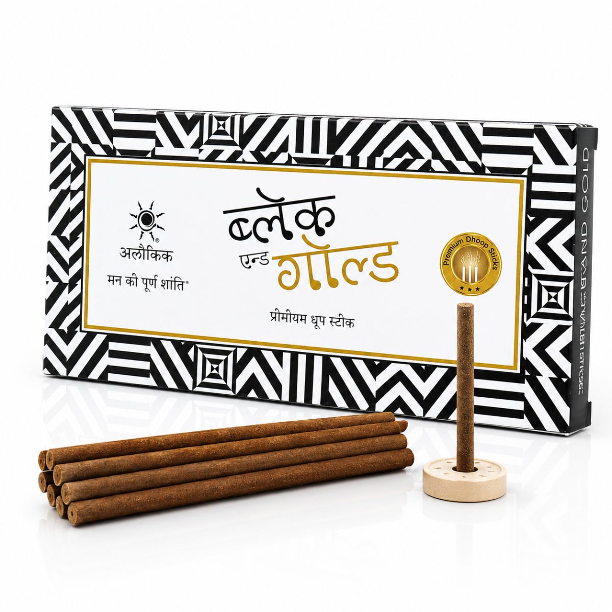 Black And Gold Dry Dhoop Stick Low Smoke By Alaukik