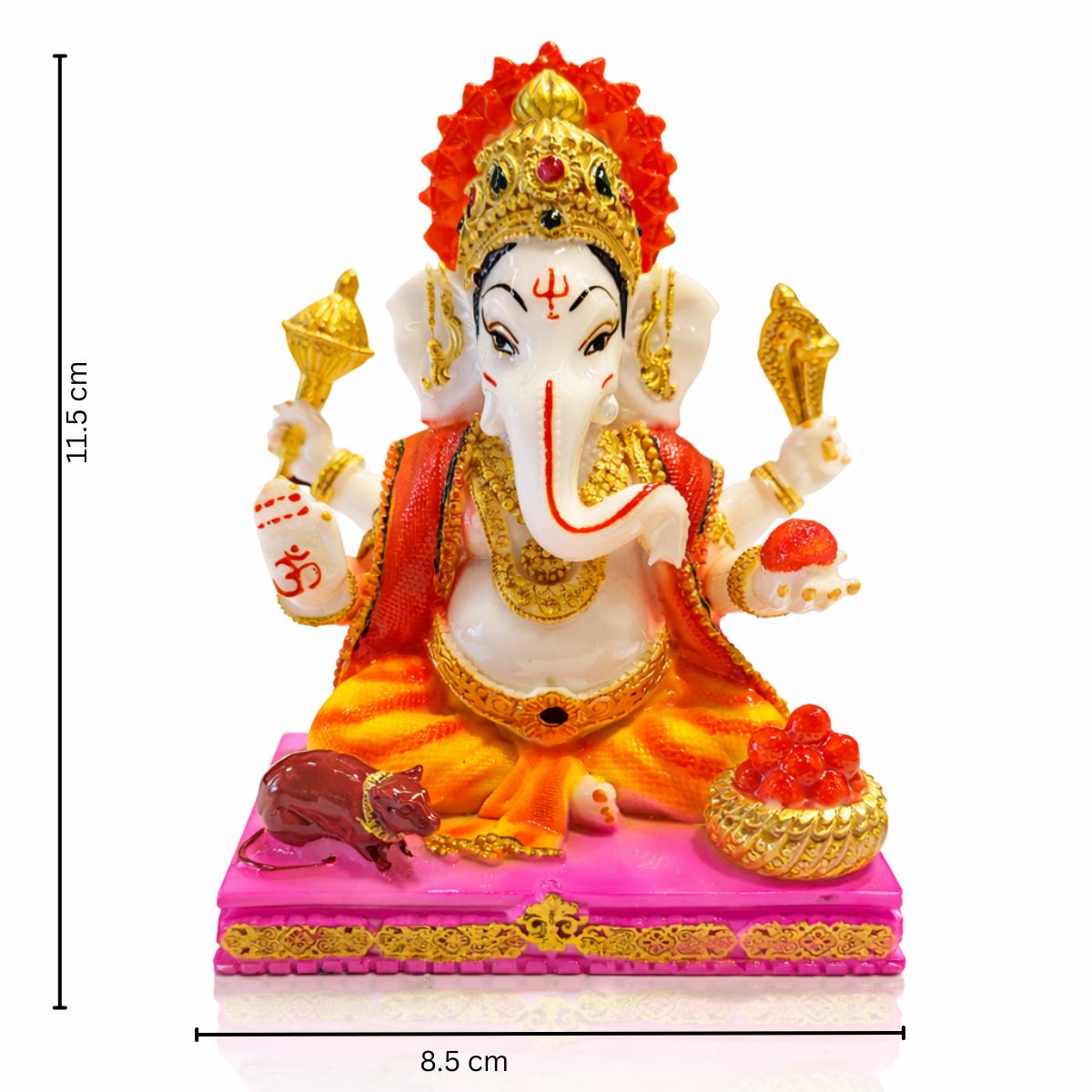 Ganesha Marble Dust Statue on Chauki Washable 12 cm - Image 2