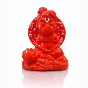 Baby Hanuman Dhyan Marble Dust Orange 4 Inch