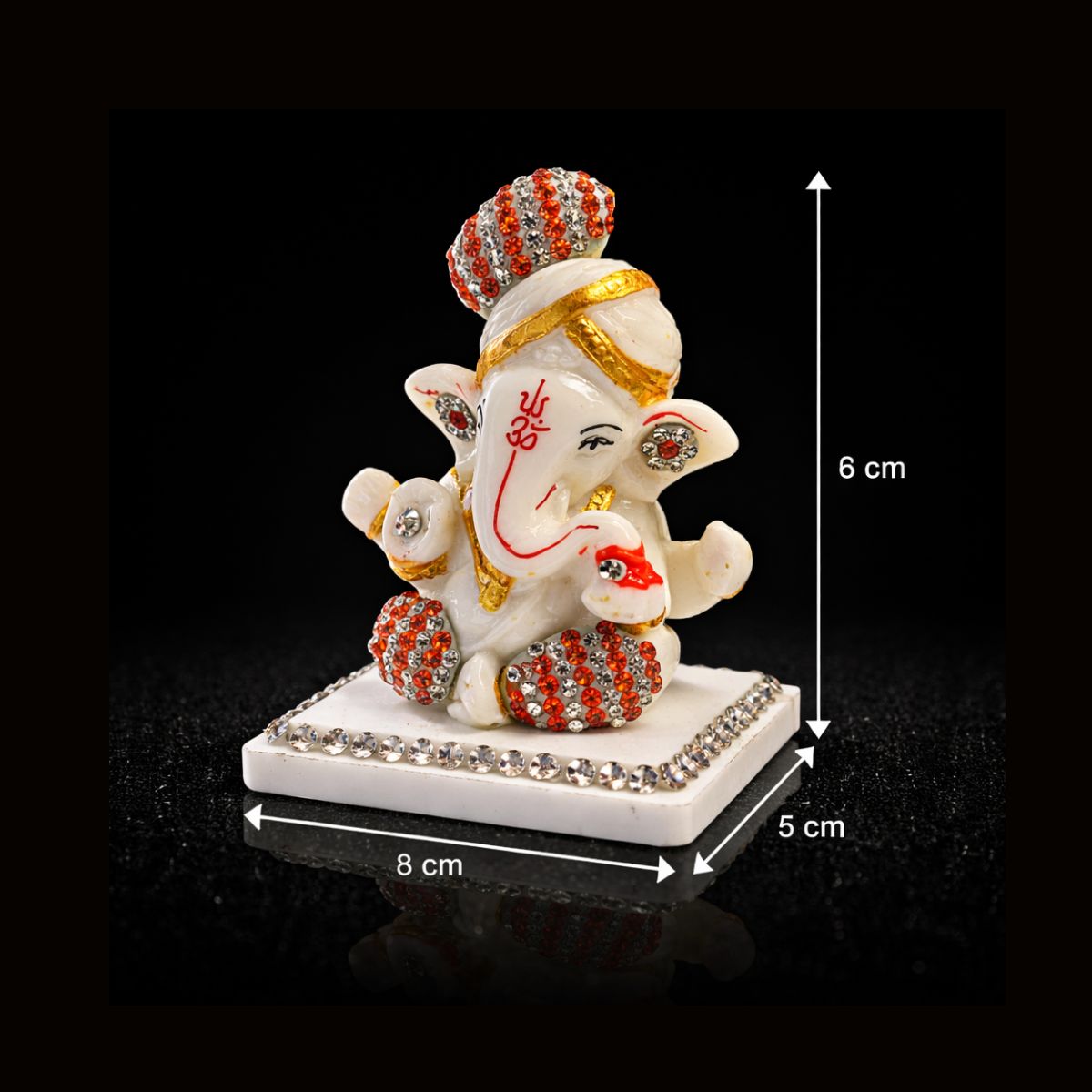 Ganesha Marble Dust with Stone Small Murti 6 cm - Image 2