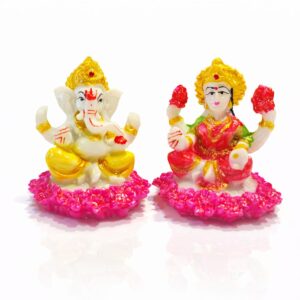 Laxmi Ganesh Kamal Marble Dust Murti 6 cm