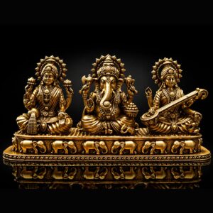 Laxmi Ganesh Saraswati Premium Export Brass 3 inch