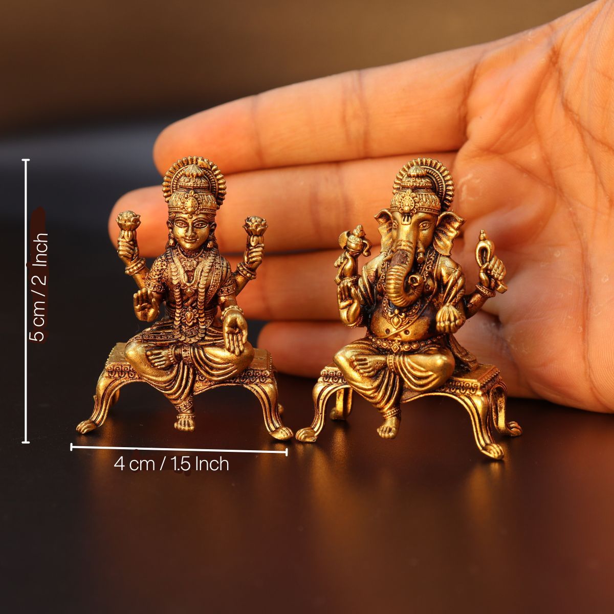 Laxmi Ganesha Chauki Brass Export Small 2 Inch - Image 2