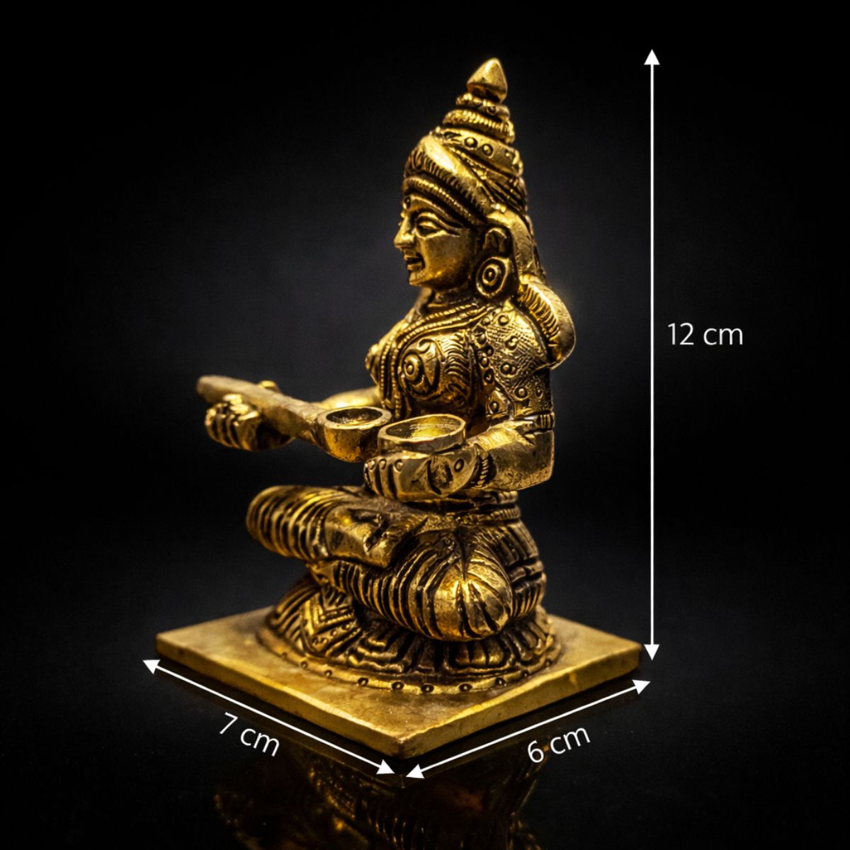 Maa AnnaPurna Brass Murti Premium 4.5 Inch - Image 2