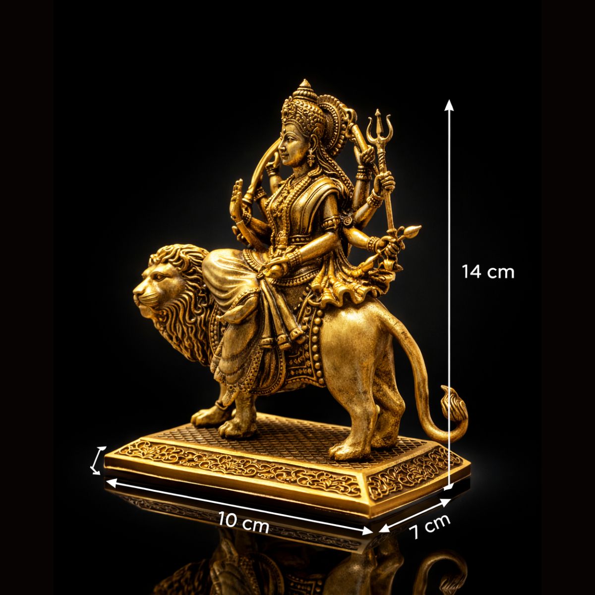 Maa Durga Premium Brass Export Murti 5.5 Inch - Image 2