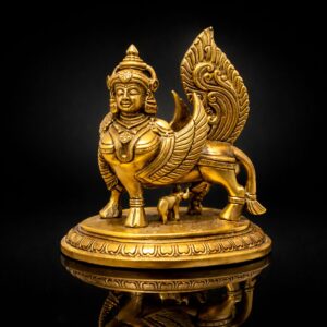 Kamdhenu Premium Antique Brass Murti 6 Inch
