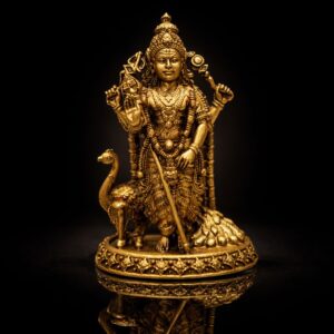 Kartikeya With Peacock Premium Brass Export Statue 3 Inch