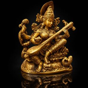 Saraswati Maa Premium Brass Artistic Murti 11 Inch