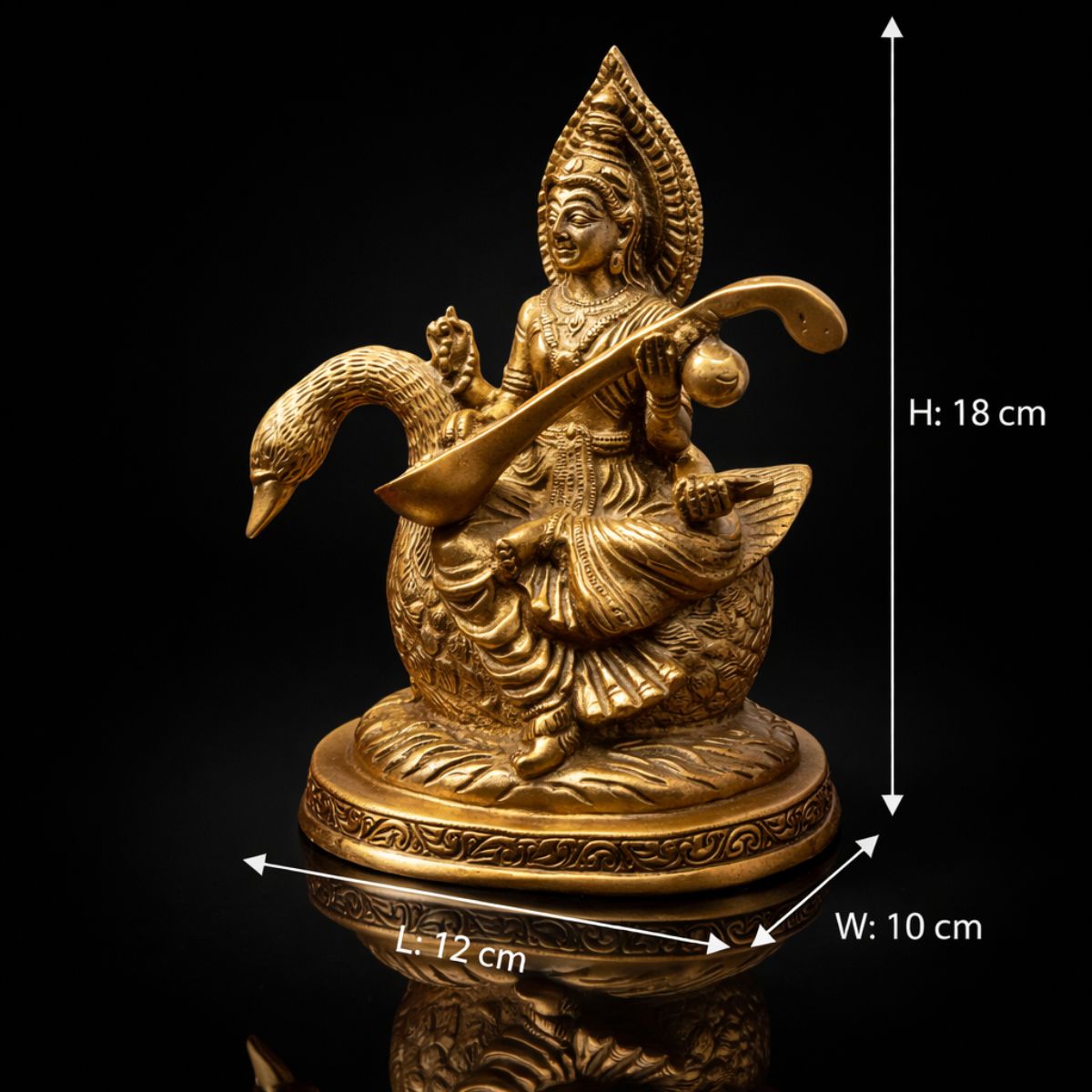 Saraswati Maa on Hans Brass Murti 7 Inch - Image 2
