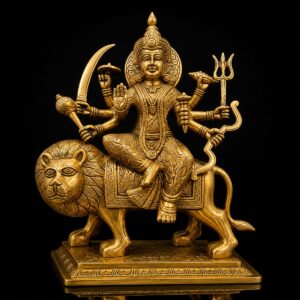 Durga Premium Large Brass Murti with Base 15 Inch
