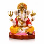 Ganesha Trishul Colored Premium Marble Dust Murti 4 Inch