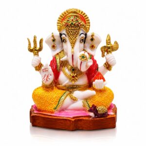 Ganesha Trishul Colored Premium Marble Dust Murti 4 Inch