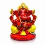 Ganesha Red Marble Dust Premium Murti Washable 4 Inch
