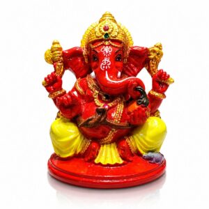 Ganesha Red Marble Dust Premium Murti Washable 4 Inch