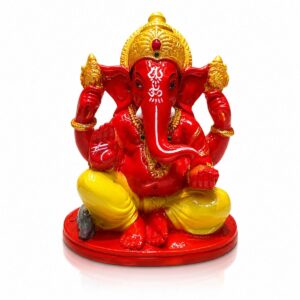 Ganesha Red Marble Dust Premium Murti Washable 4 Inch